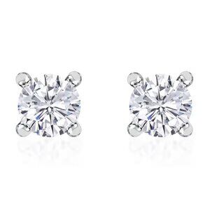 Moissanite 0.50 ctw Solitaire Stud Earrings in Rhodium Over Sterling Silver